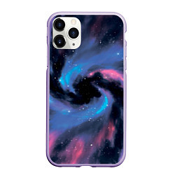 Чехол iPhone 11 Pro матовый Ручная роспись галактики акварелью, цвет: 3D-светло-сиреневый