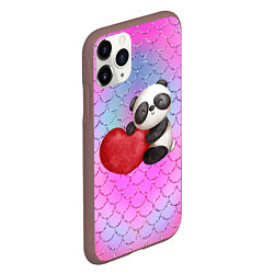 Чехол iPhone 11 Pro матовый Милая панда с сердечком, цвет: 3D-коричневый — фото 2