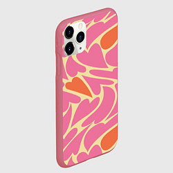 Чехол iPhone 11 Pro матовый Пластичные сердца, цвет: 3D-малиновый — фото 2