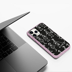 Чехол iPhone 11 Pro матовый Черно-белые люди, цвет: 3D-розовый — фото 2