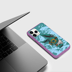 Чехол iPhone 11 Pro матовый Крутой заяц в очках, цвет: 3D-фиолетовый — фото 2