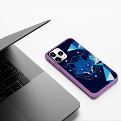 Чехол iPhone 11 Pro матовый Голова синей лисы, цвет: 3D-фиолетовый — фото 2