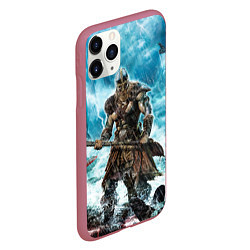 Чехол iPhone 11 Pro матовый Викинг с секирой, цвет: 3D-малиновый — фото 2