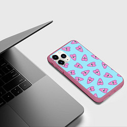 Чехол iPhone 11 Pro матовый Глазастое сердечко, цвет: 3D-малиновый — фото 2