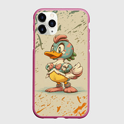 Чехол iPhone 11 Pro матовый Уверенная утка, цвет: 3D-малиновый