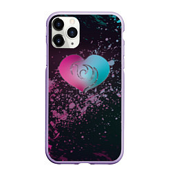 Чехол iPhone 11 Pro матовый Микс сердец, цвет: 3D-светло-сиреневый