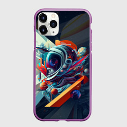Чехол iPhone 11 Pro матовый Космос в стиле кубизма, цвет: 3D-фиолетовый