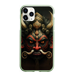 Чехол iPhone 11 Pro матовый Индейская страшная маска, цвет: 3D-салатовый