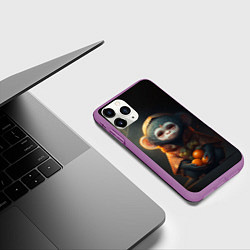 Чехол iPhone 11 Pro матовый Милый зверёк в оранжевом костюме, цвет: 3D-фиолетовый — фото 2