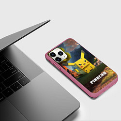 Чехол iPhone 11 Pro матовый Pokеmon Pikachu, цвет: 3D-малиновый — фото 2