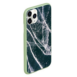 Чехол iPhone 11 Pro матовый Ледяные трещины на замерзшем море, цвет: 3D-салатовый — фото 2