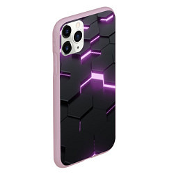 Чехол iPhone 11 Pro матовый Абстрактные шестиугольники, цвет: 3D-розовый — фото 2