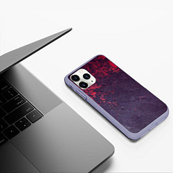 Чехол iPhone 11 Pro матовый Наскальная чёрная текстура с красными брызгами, цвет: 3D-светло-сиреневый — фото 2