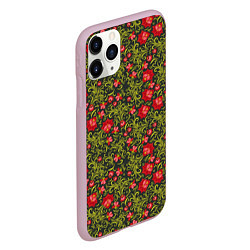 Чехол iPhone 11 Pro матовый Русские цветочные узоры, цвет: 3D-розовый — фото 2