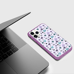 Чехол iPhone 11 Pro матовый Розовый паттерн с сердечками, цвет: 3D-фиолетовый — фото 2
