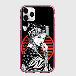 Чехол iPhone 11 Pro матовый Женщина из Японии, цвет: 3D-малиновый