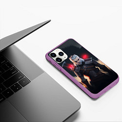 Чехол iPhone 11 Pro матовый The Witcher and wolf, цвет: 3D-фиолетовый — фото 2