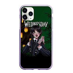 Чехол iPhone 11 Pro матовый Уэнсдэй старый дом, цвет: 3D-светло-сиреневый