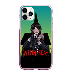 Чехол iPhone 11 Pro матовый Семейка Аддамс черный замок, цвет: 3D-розовый