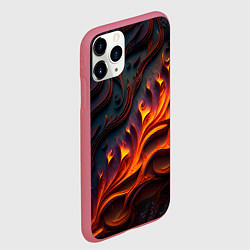 Чехол iPhone 11 Pro матовый Огненный орнамент с языками пламени, цвет: 3D-малиновый — фото 2