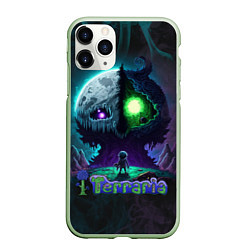 Чехол iPhone 11 Pro матовый Terraria monster, цвет: 3D-салатовый
