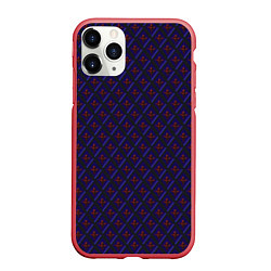 Чехол iPhone 11 Pro матовый Синие ромбы, цвет: 3D-красный