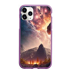 Чехол iPhone 11 Pro матовый Млечный Путь, как небесное творение над ландшафтом, цвет: 3D-фиолетовый