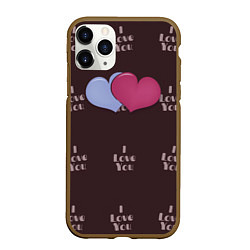 Чехол iPhone 11 Pro матовый Two hearts, цвет: 3D-коричневый