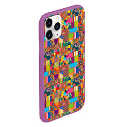 Чехол iPhone 11 Pro матовый Лоскутное шитье, рисовала нейросеть, цвет: 3D-фиолетовый — фото 2