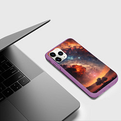 Чехол iPhone 11 Pro матовый Космос и звезды в закатном небе, цвет: 3D-фиолетовый — фото 2