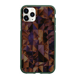 Чехол iPhone 11 Pro матовый Стеклянная тёмная геометрическая текстура, цвет: 3D-темно-зеленый