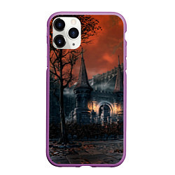 Чехол iPhone 11 Pro матовый Bloodborne пейзаж, цвет: 3D-фиолетовый