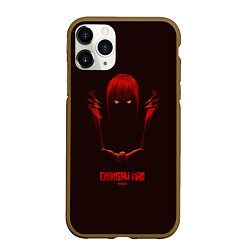 Чехол iPhone 11 Pro матовый Макима и Денжи Человек-бензопила, цвет: 3D-коричневый