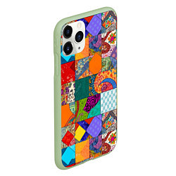 Чехол iPhone 11 Pro матовый Разноцветные лоскуты, цвет: 3D-салатовый — фото 2