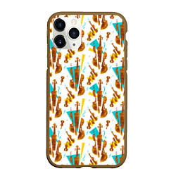 Чехол iPhone 11 Pro матовый Супрематические скрипки, цвет: 3D-коричневый