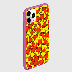 Чехол iPhone 11 Pro матовый Красно-желтые сердца, цвет: 3D-фиолетовый — фото 2