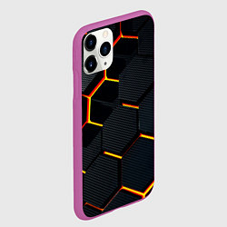 Чехол iPhone 11 Pro матовый Плиты стиль соты киберпанк, цвет: 3D-фиолетовый — фото 2