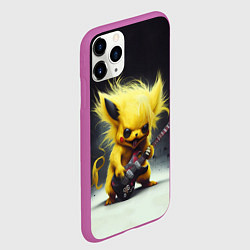 Чехол iPhone 11 Pro матовый Rocker Pikachu, цвет: 3D-фиолетовый — фото 2