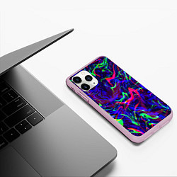Чехол iPhone 11 Pro матовый Неон: яркие линии, цвет: 3D-розовый — фото 2