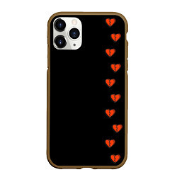 Чехол iPhone 11 Pro матовый Дорожка разбитых сердец - темный, цвет: 3D-коричневый