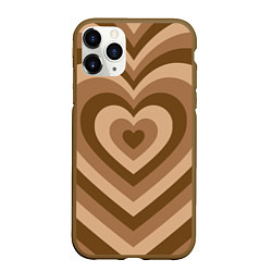 Чехол iPhone 11 Pro матовый Hearts brown