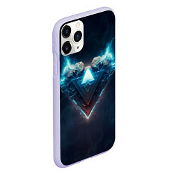 Чехол iPhone 11 Pro матовый Каменное сердце в синем неоновом электрическом све, цвет: 3D-светло-сиреневый — фото 2