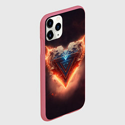 Чехол iPhone 11 Pro матовый Каменное сердце в неоновом красном электрическом с, цвет: 3D-малиновый — фото 2