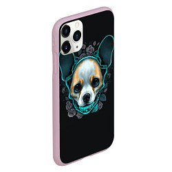 Чехол iPhone 11 Pro матовый Милый корги череп, цвет: 3D-розовый — фото 2