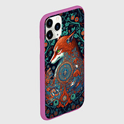 Чехол iPhone 11 Pro матовый Рыжая лиса с орнаментом, цвет: 3D-фиолетовый — фото 2