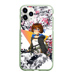 Чехол iPhone 11 Pro матовый Девушка с AUG, цвет: 3D-салатовый