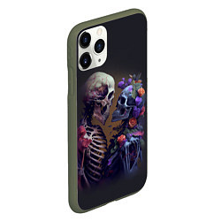 Чехол iPhone 11 Pro матовый Пара скелетов, цвет: 3D-темно-зеленый — фото 2