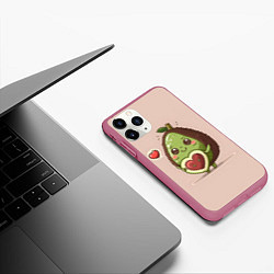 Чехол iPhone 11 Pro матовый Влюбленный авокадо - парные, цвет: 3D-малиновый — фото 2