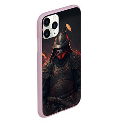 Чехол iPhone 11 Pro матовый Самурай в огне неон, цвет: 3D-розовый — фото 2