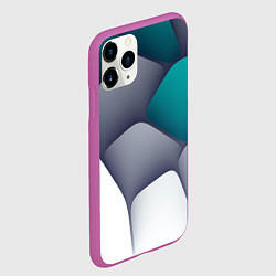 Чехол iPhone 11 Pro матовый Серо-бело-синий каменный паттерн, цвет: 3D-фиолетовый — фото 2